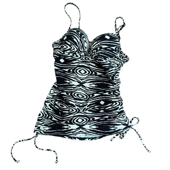 Assets by SPANX Tankini Top Padded Swimming Black White M‎ Shapewear - Picture 1 of 6